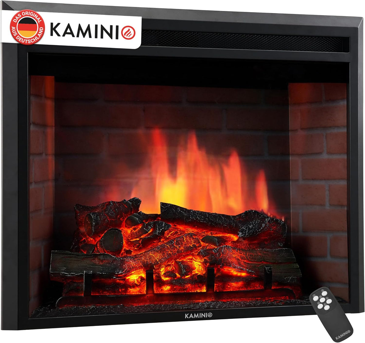 KAMINIO Elektrokamin, Schwarz, ® Luca PRO 23 Einbau- mit Heizung [Kamineinsatz]