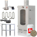 ITA Powerstation, Grau, Räucherofen 7012 - Smoker Set mit Rauchgenerator, Heizelement, Tisch & Räucherspänen - Räucherschrank mit 3 Etagen