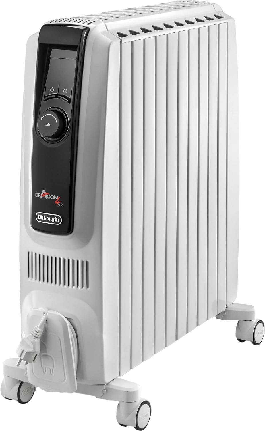 De'Longhi Elektroheizkörper, Weiß, Dragon 4 Pro TRDX41025E Radiator, klassischer Ölradiator mit 3 Leistungsstufen