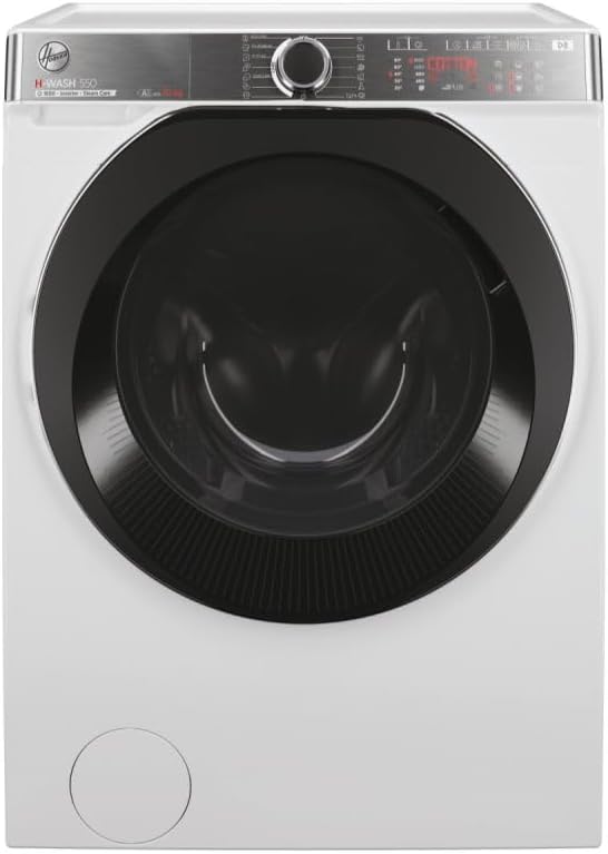 Hoover Waschmaschine, 85 x 60 x 58 cm, 10 kg, Weiß, Hoo ver H-WASH 550 freistehend, Frontlader, Klasse A-20%, 1600 Umdrehungen