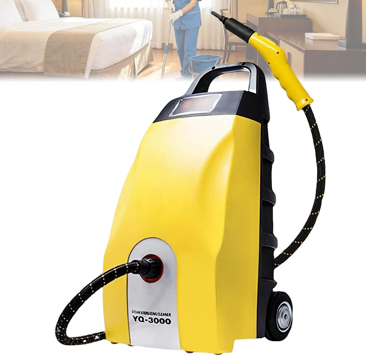 MiyKom Dampfreiniger, 3,5 L, Gelb, Gewerblicher Dampfmopp Großes Tank 230 °F, Leichter für Restaurantküchen, Auto