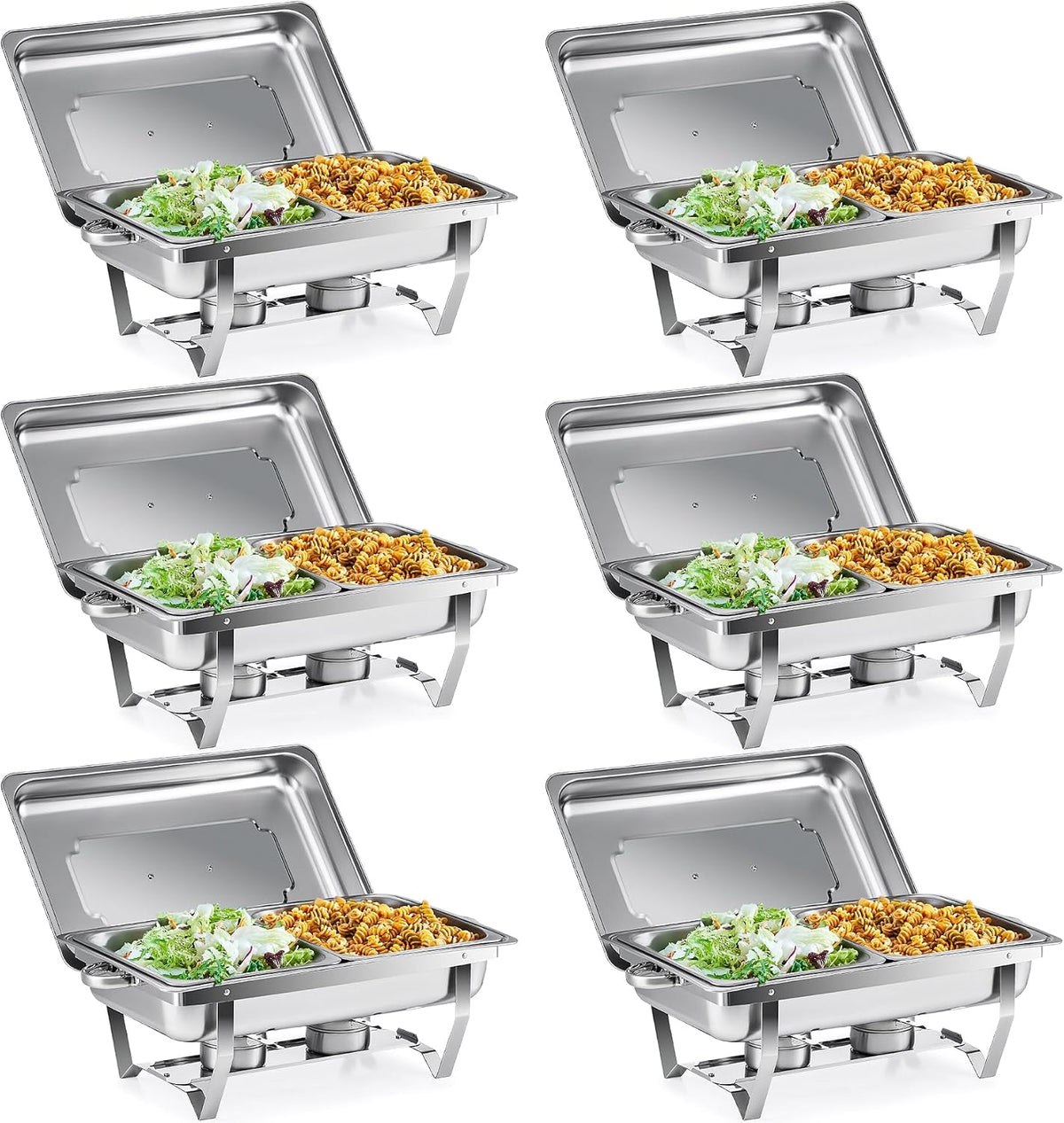 Wilprep Buffetschrank, 9 L, Silber, Chafing Dish Edelstahl 1/2+1/2 GN-Behälter Buffet-Set, Buffet und Party
