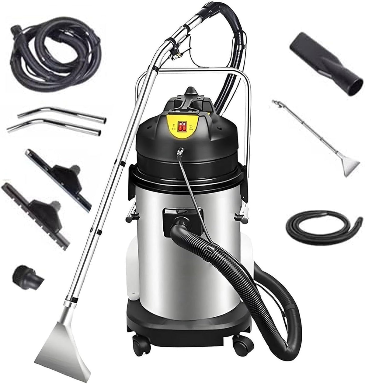 Sofa Qiang, 40 L, Schwarz, Professionelle Teppichreinigungsmaschine, 230 mbar Saugleistung, Separater Frisch- & Abwassertank