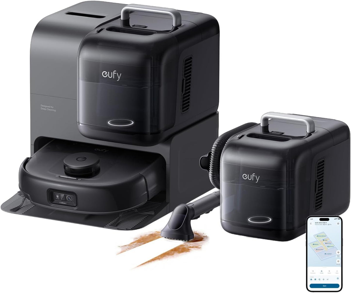 eufy Saugroboter, Schwarz, Saug- und Wischroboter HydroJet E28, für Hartböden