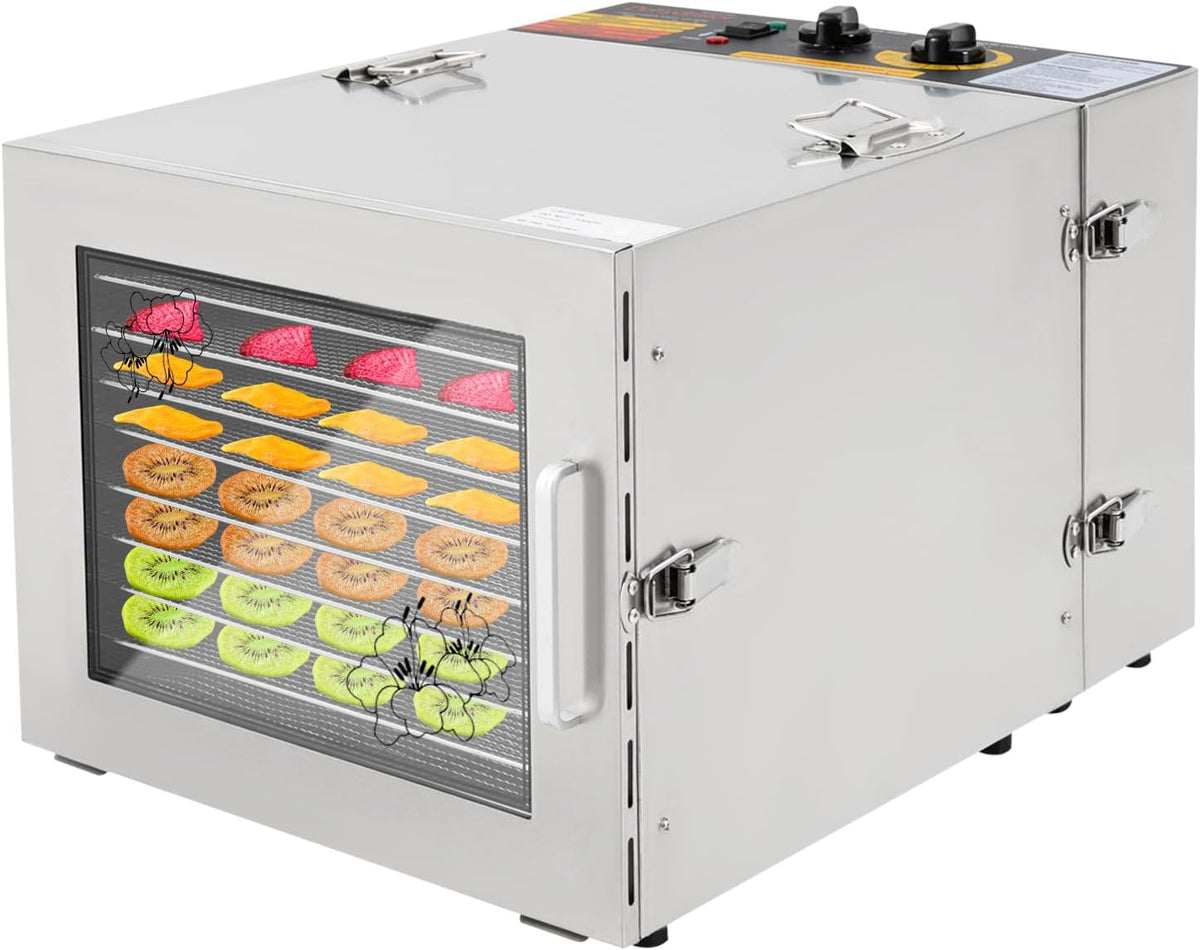 OMGGYER Dörrautomaten, 60 L, Silber, Dörrautomat Edelstahl Dehydrator Food Trockenschrank, 10 Etagen Dörrgerät Obst Gemüse Fleisch Trocknen