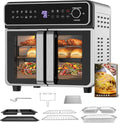 Emphsism Backofen, 23 L, Schwarz/Silber, Heißluftfritteuse Familie, Mini 1/2-Zone Garen, Temp Separat