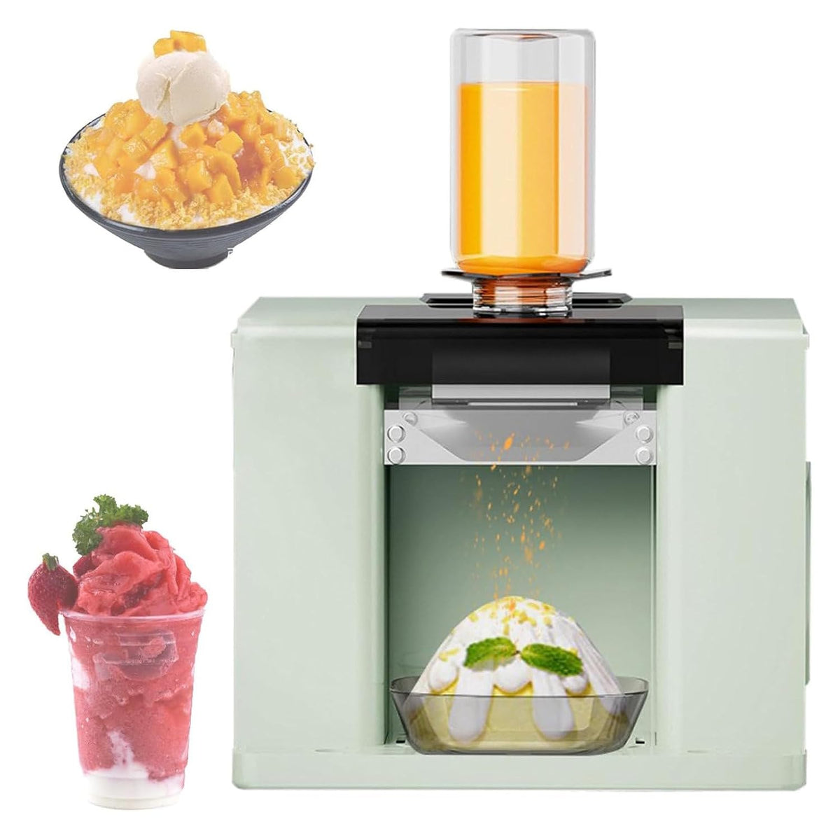 Schneekegelmaschine Eismaschine, 280 W, 60 kg, Grau, automatische, Luftkühlung, automatische Reinigung, /Tag Kapazität