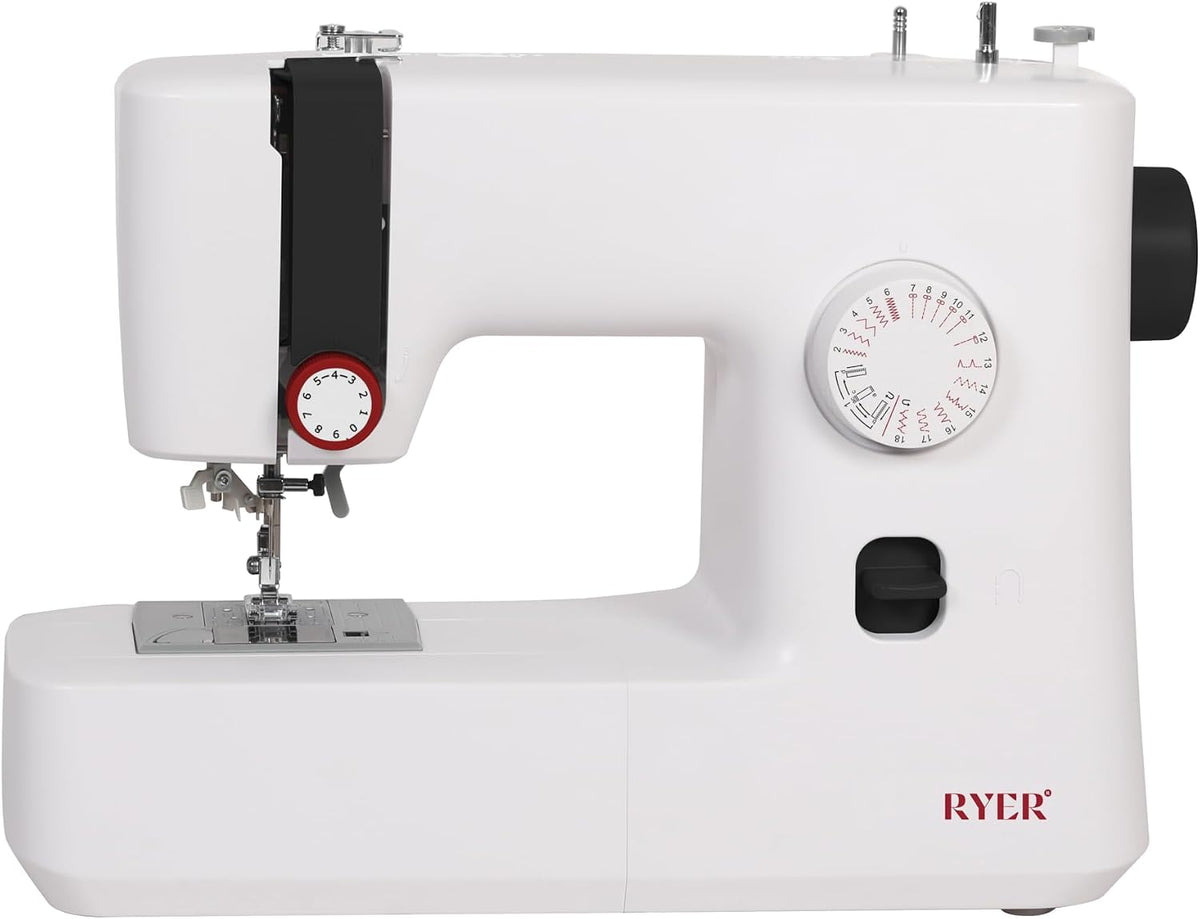 RYER Stickmaschinen, Schwarz, Nähmaschine, 18 Stichprogramme, 7-Zahn-Transporteur, Horizontaler Rotierender Greifer