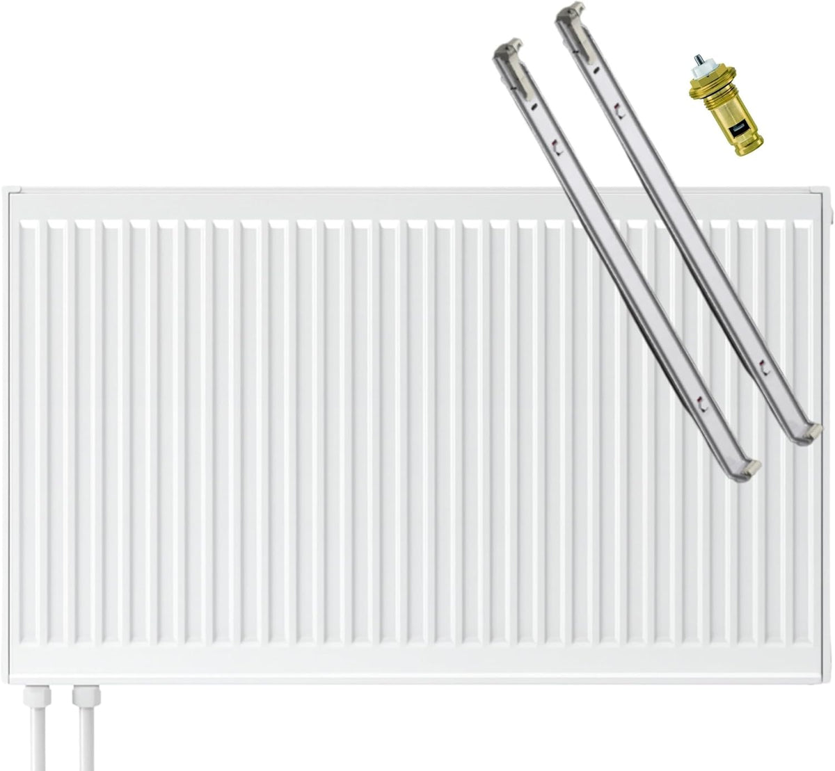 CONFORTA Heizkörper, Schwarz, Typ 22 Universal VK-6 mit Ventileinsatz und C-Konsole