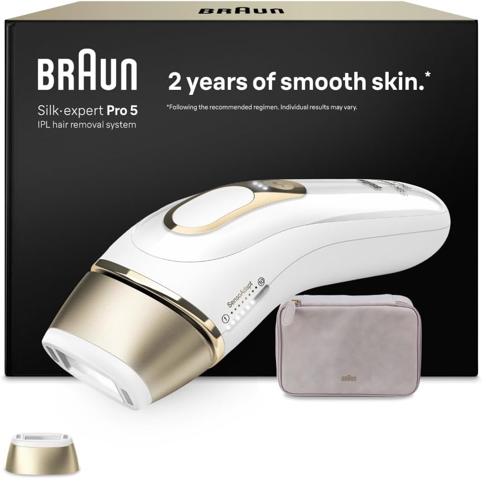 Braun Systeme, Braun/Weiß/Gold, IPL Geräte Haarentfernung Silk·expert Pro 5, PL5100, Alternative Laser Haarentfernung für Zuhause