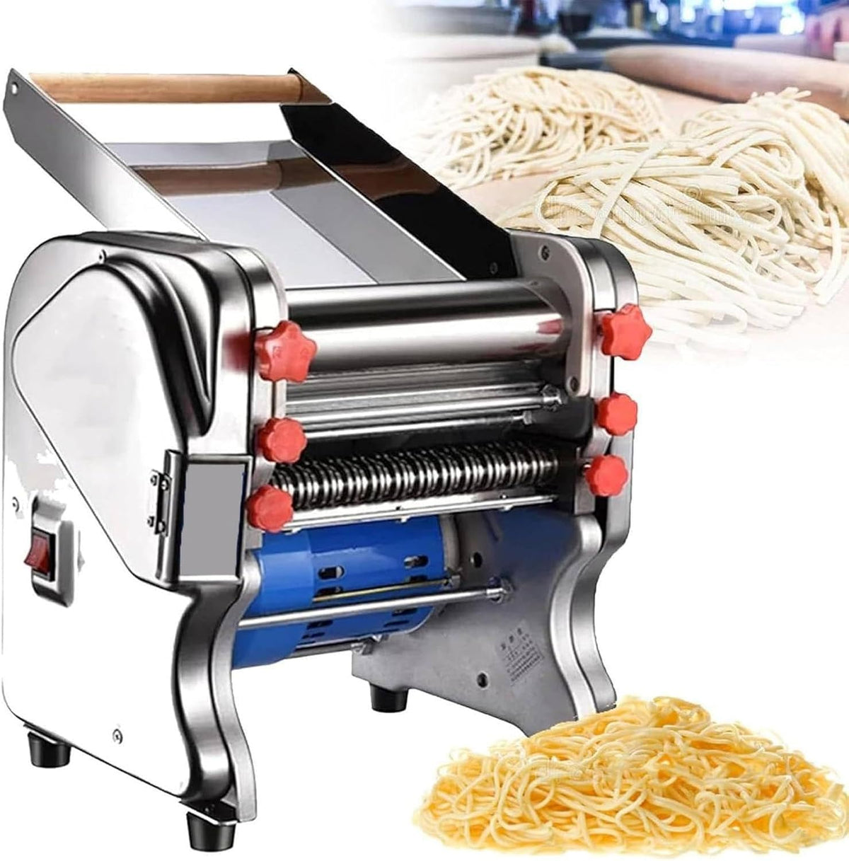 WJQZJDAMAI, 550 W, 20 Cm, Edelstahl, Grau, Gewerblicher Nudelmaschine, Elektrischer Pizzanudelmaschine16/18/, Automatisch Geeignet FüR Pasta