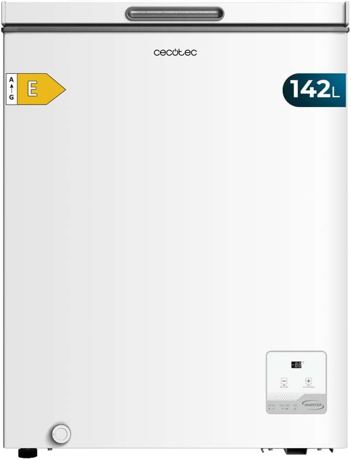 Cecotec Gefriertruhe, 142 l, Weiß, Inverter-Plus-Modus, Doppelfunktion, Schnellgefrieren, Innenkorb, elektronische Steuerung