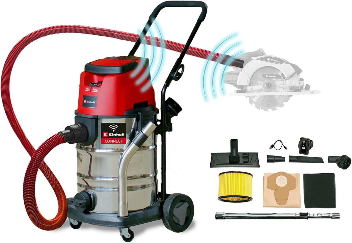 Einhell Stabstaubsauger, 36 V, Schwarz, Professional Akku-Nass-Trockensauger TP-VC 36/30 S, Auto-Start Konnektivitätsfunktion