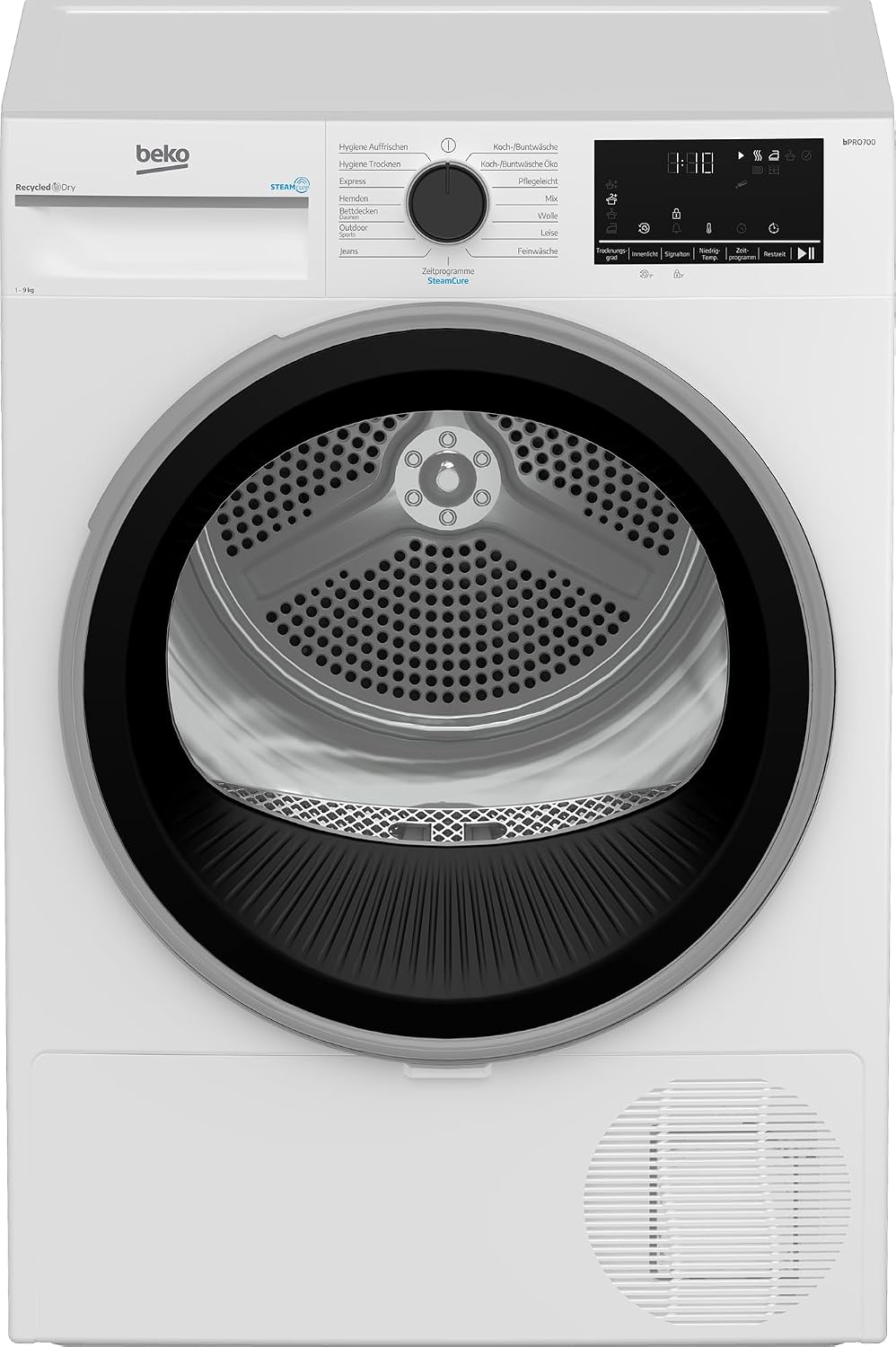 Beko Wäschetrockner, 9 kg, Weiß, B5T69219, Frontlader Wärmepumpentrockner, 15 Programme, Sensortrocknung, Aquawave Schontrommel