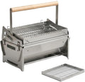 HBDNZMBDLS Holzkohlegrill, Edelstahl, Silber, 360° Drehbarer, Faltbarer Edelstahl-BBQ-Grill