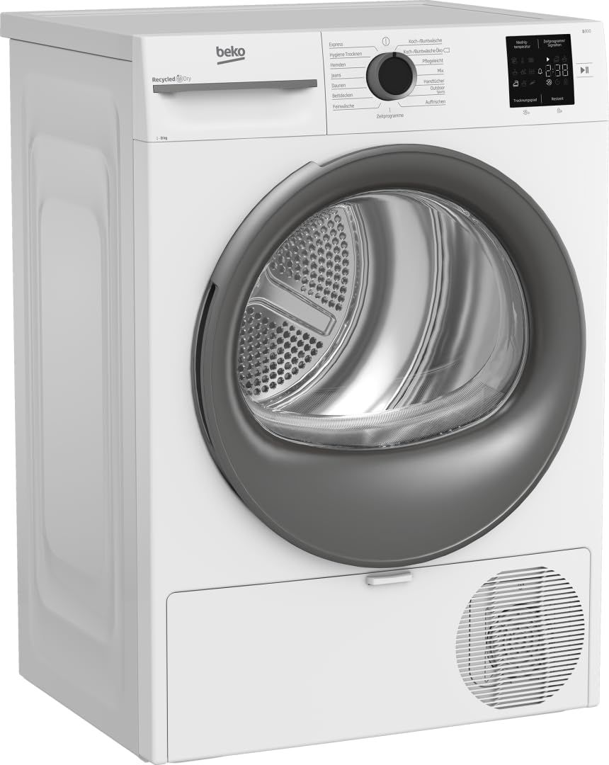 Beko Wäschetrockner, 8 kg, Weiß, BM3T38210W1 Wärmepumpentrockner, allergikergeeignet, Hygiene Trocknen & Hygiene Auffrischen