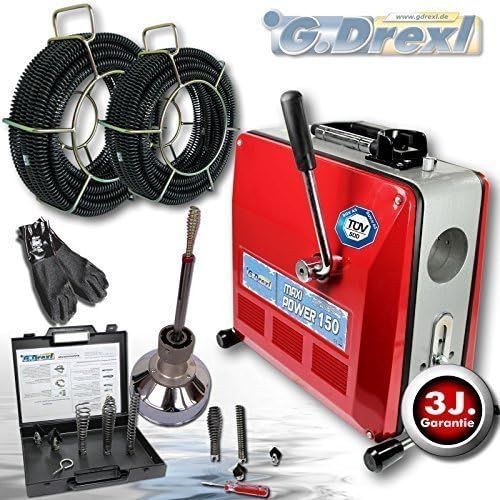 G. Drexl GmbH & Co. KG Reinigungssets, 150 mm, Schwarz, Rohrreinigungsmaschine Maxi Power 150 Set3 Rohre von 20 bis
