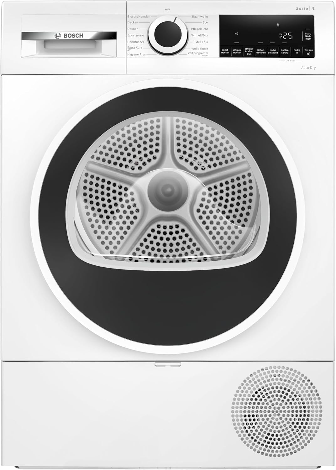 Bosch Wärmepumpentrockner, 8 kg, 4 W, Weiß, Serie 4 WQA233MAX, Option Halbe Beladung optimiert Dauer für kleine Mengen