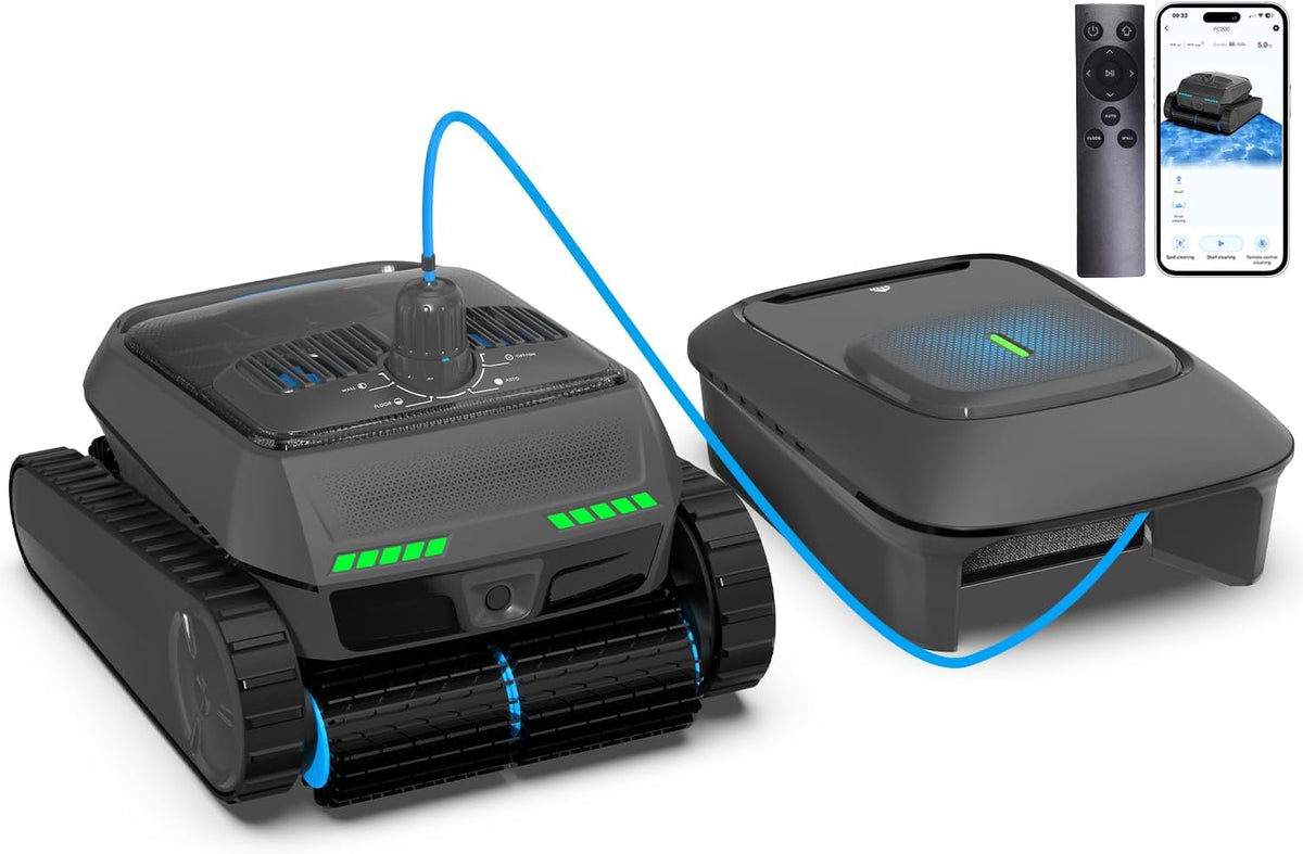 BOTLIFE Poolroboter, Grau, Automatischer Poolsauger, intelligente Navigation, Reinigt Boden Wände 10000 GPH Saugkraft