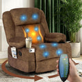 HAUSPROFI Relaxsessel, Grau, mit Liegefunktion, 360° Drehsessel Wohnzimmer, Massagesessel mit Wärmefunktion, 2 Getränkehalter & 6 Seitentaschen