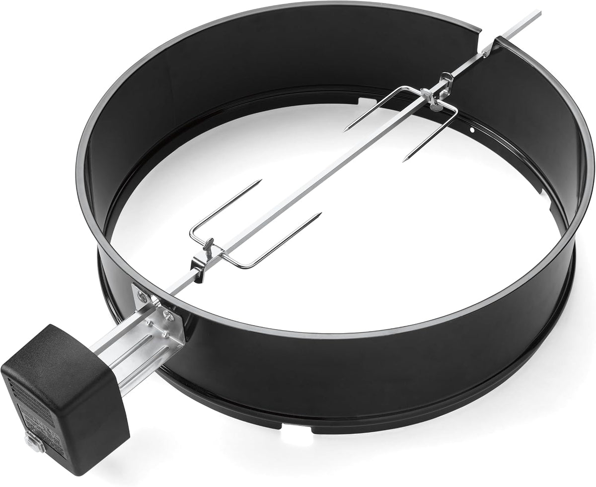 Weber Holzkohlegrill, 57 cm, Schwarz/Silber, Drehspieß für s - Motorbetriebener Spieß für gleichmäßiges, Schwarz-Silber (7494)