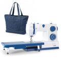 VERITAS Einfache Nähmaschinen, Grau, Power Stitch Denim Nähmaschine, XXL Anschiebetisch, Einfädelhilfe, Fußpedal