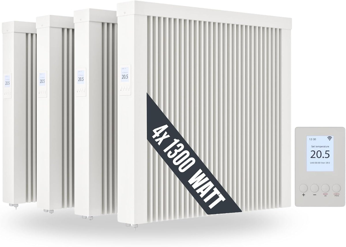 eVARMO Elektroheizkörper, Schwarz, 4x „areo direct' 1300 Watt im SET elektrische