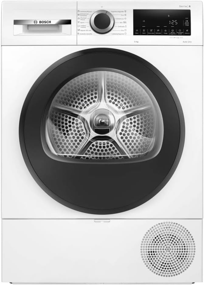 Bosch Wäschetrockner, 9 kg, Weiß, WQG24200ES mit Wärmepumpe, AutoDry, mittlere Belastung, knitterfrei