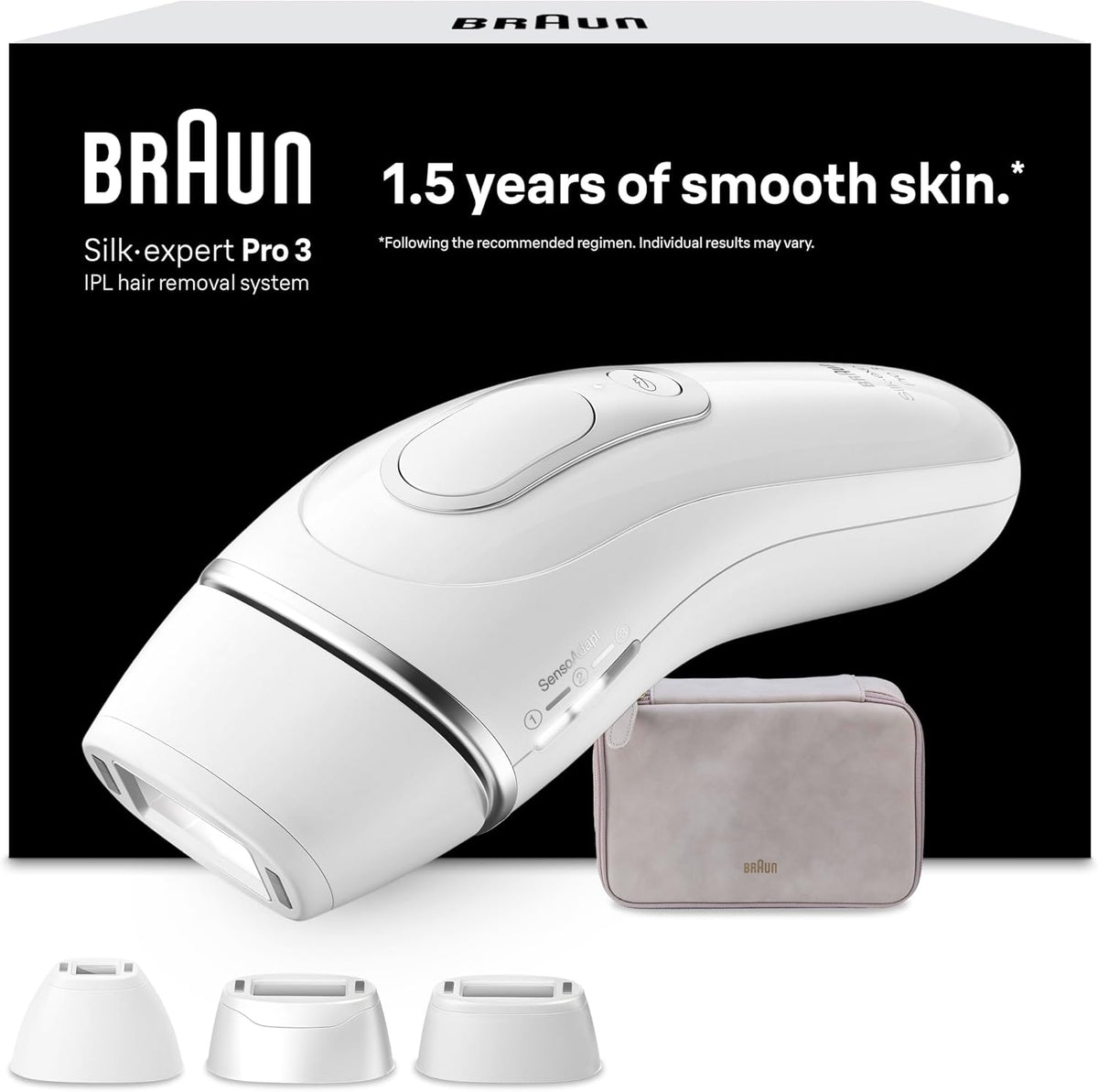 Braun Systeme, Braun/Weiß/Silber, IPL Geräte Haarentfernung Silk·expert Pro 3, PL3230, Alternative Laser Haarentfernung für Zuhause