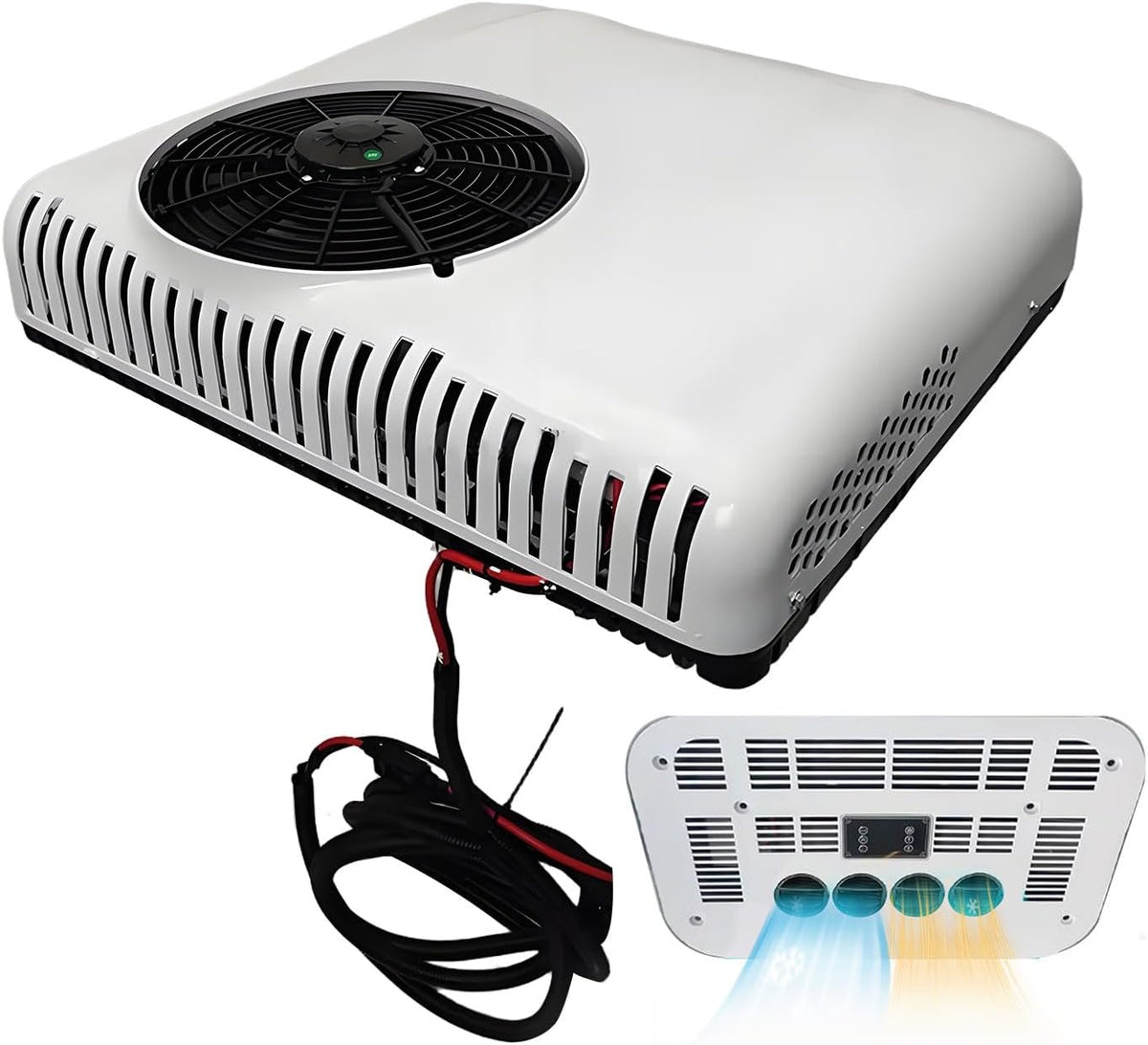 CHHMAELOVE Mobiles Klimagerät, 12 V, 24 V, 48 V, 72 V, Weiß, 4 Sseasons Universal-Dachklimaanlage für LKW und Wohnmobil