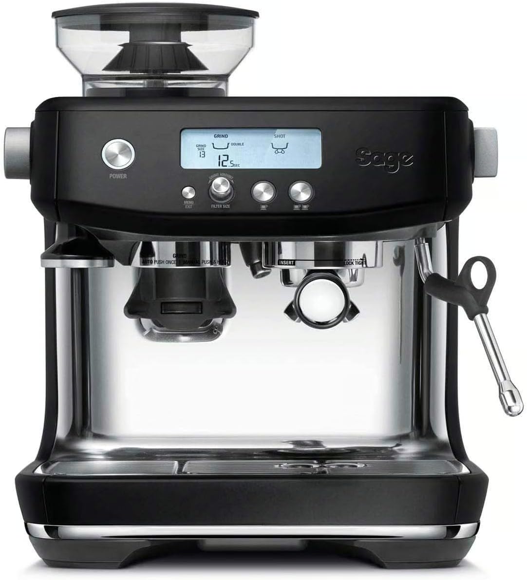 Sage Kaffeemaschine, Schwarz/Silber, The Barista Pro, mit manuellem, Schwarzer Trüffel