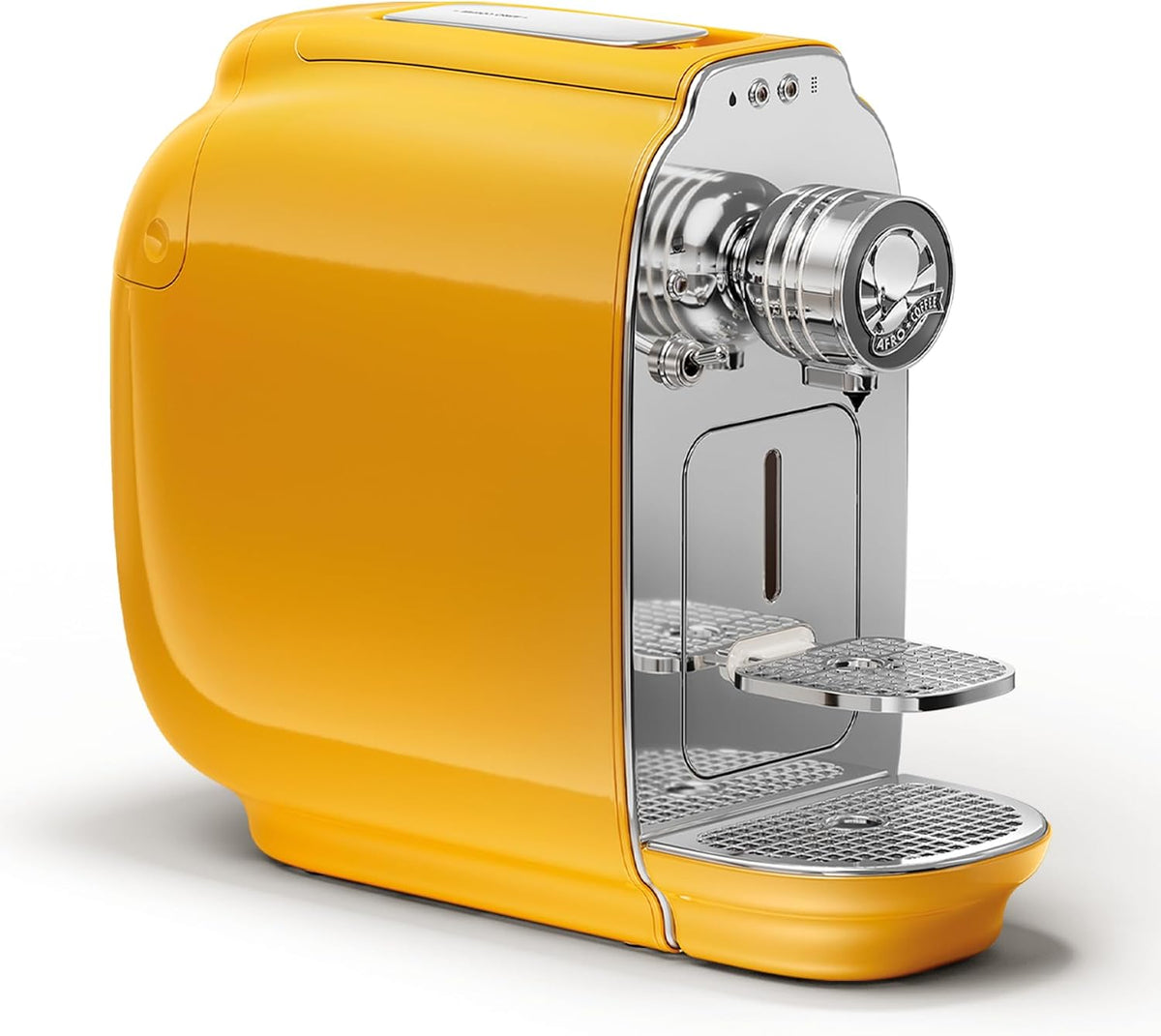 Afro Coffee Kaffeemaschine, 19 Bar, Gelb, Kahawa Premium Savannah Yellow, kompakte Kapselmaschine mit Druck