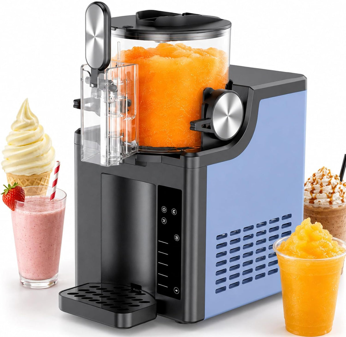 Generisch Eismaschine, Blau, Slush-, 5-Liter-Soft mit 4 voreingestellten Modi, Touchscreen und EIN-Knopf-Selbstreinigung für Zuhause