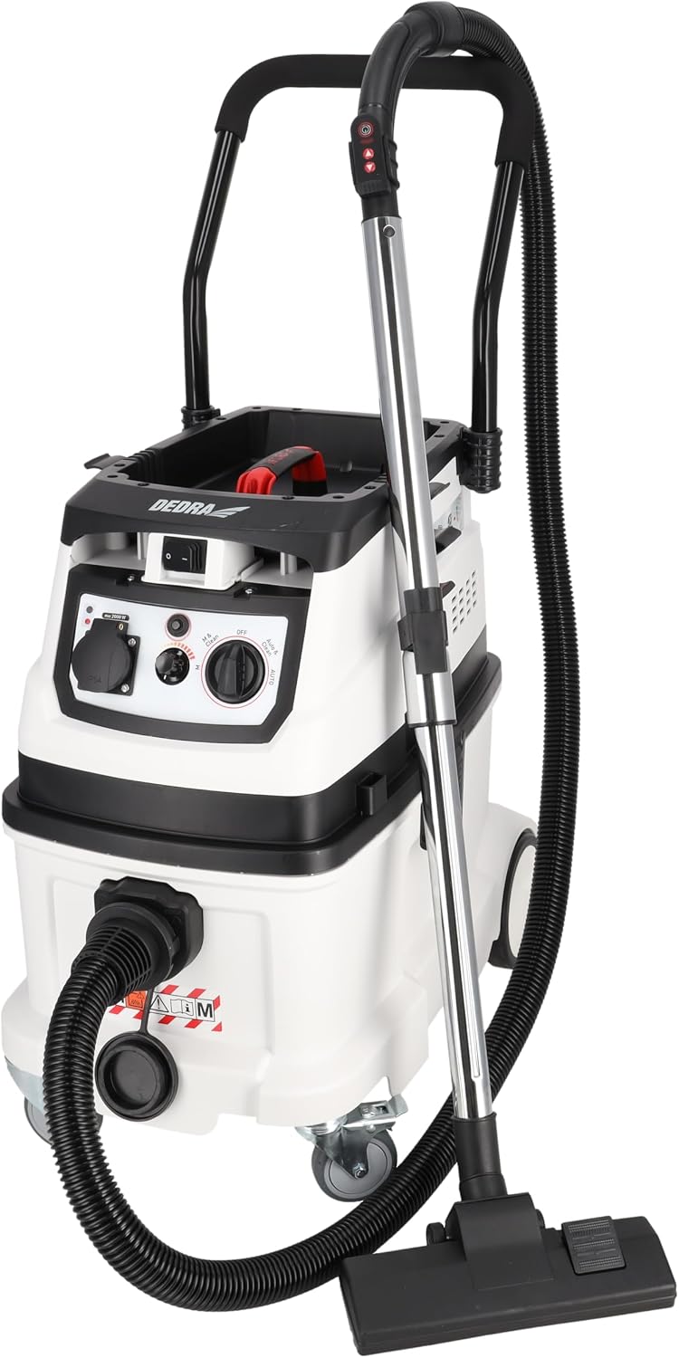 Dedra Staubsauger, 40 l, Grau, Bausauger mit automatischer Filterreinigungsfunktion, selbstreinigendes Filtersystem