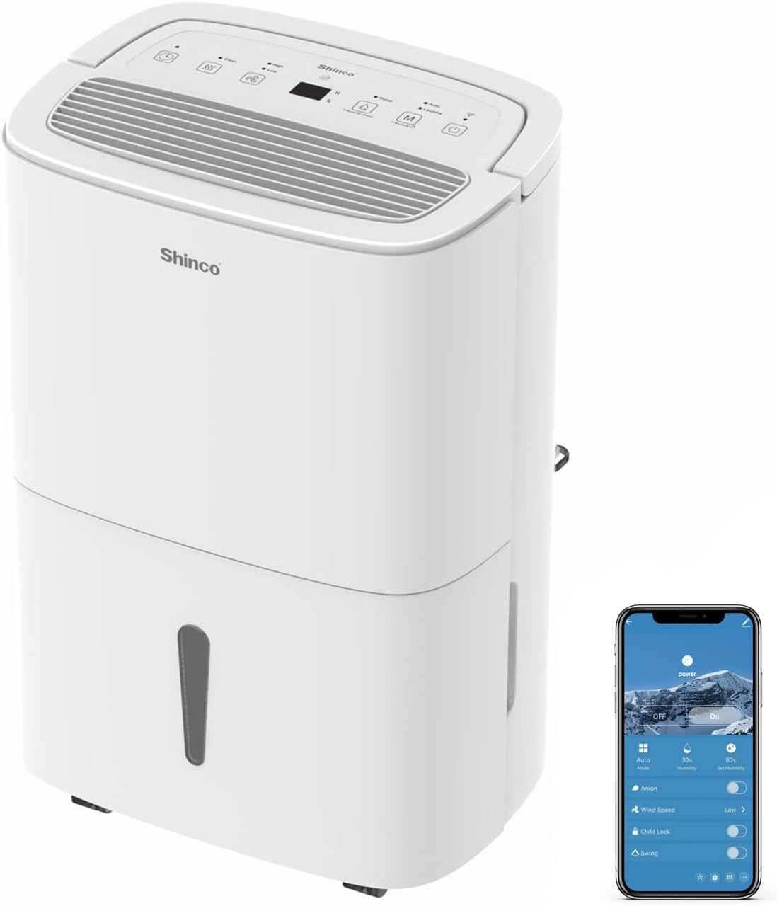 Shinco Wäschetrockner, 165m, 50 L, 55m, 7 L, Weiß, Wifi elektrisch Luftentfeuchter mit APP&Pump, ³/ ², Entfeuchter mit Wassertank