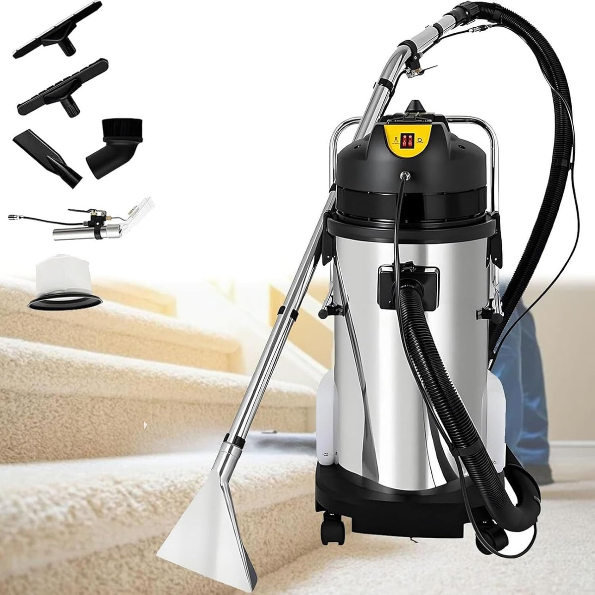 Sofa JIADUOFU, 40 l, Edelstahl, Kunststoff, Schwarz, / 11 Gal Gewerbliches Teppichreinigungsgerät mit starker