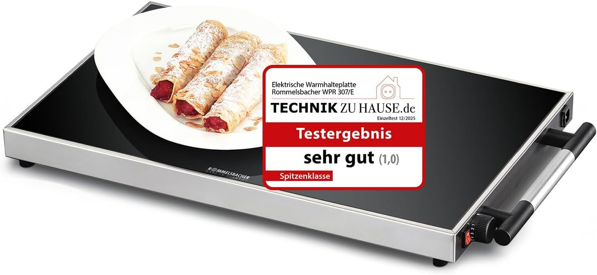 Rommelsbacher Buffetschrank, 53 x 32,5 cm, Silber, Warmhalteplatte WPR 307/E - Gastro, Edelstahl, Sicherheits-Floatglas