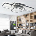 Caufloce Deckenventilator, 80 W, Metall+Acryl+ABS, Schwarz, LED Mit Beleuchtung Und Fernbedienung Leise