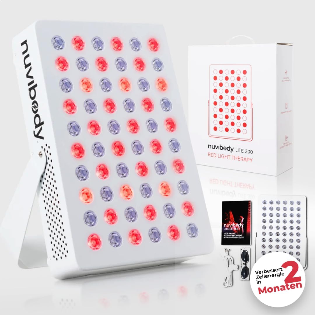 Nuvibody Infrarot Lampen, Rot, LITE 300 licht Therapiegerät - Red light therapy -, Schmerzen & Energie - Infra lampe