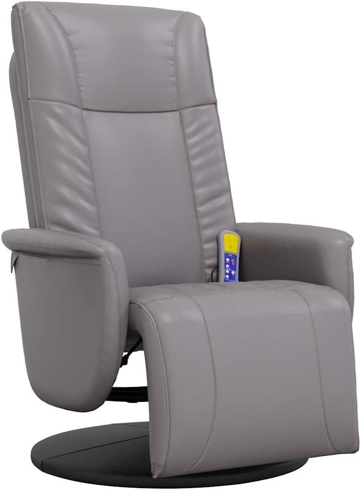 vidaXL Relaxsessel, Grau, Massagesessel mit Fußteil Kunstleder