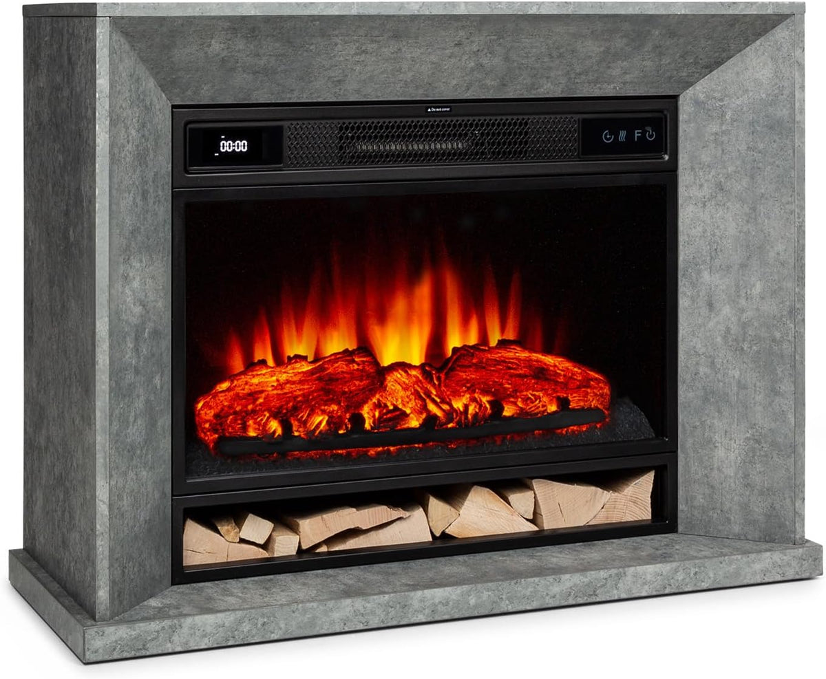 Klarstein Elektrokamin, 1900 W, Schwarz, Crater Lake, Kamin Elektrisch mit LED-Technik, Fernbedienung, Thermostat