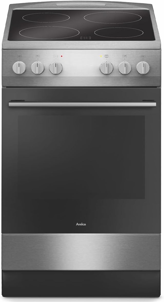Amica Elektroherd, 50 cm, Silber, SHC 11595 E Standherd Cerankochfeld Edelstahl Steam Clean