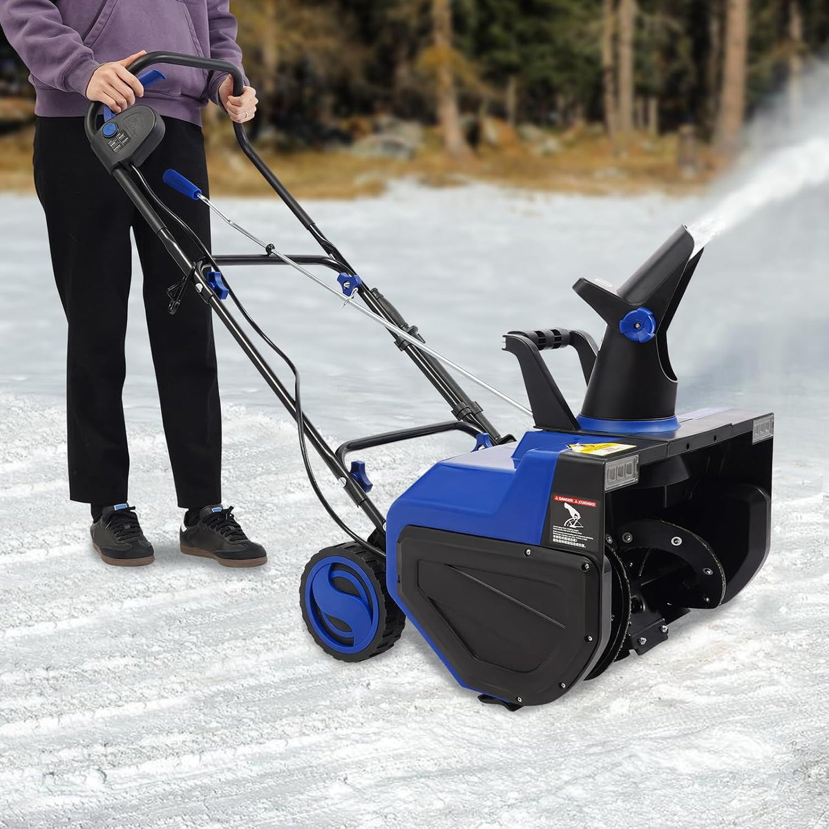 SanBouSi Schneefräse, 2400 W, 56 cm, Manganstahl, Kupfer, Stahl, Schwarz, Elektro mit LED-Leuchten, Arbeitsbreite