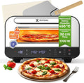 Azmsary Pizzaofen, 1700 W, 32 cm, Schwarz, 6 Programme, max. 450°C, geeignet für Pizzen, 5-in-1-Multifunktion: Pizza