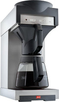 Melitta Kaffeemaschine, 1,8 l, 17M, Silber/Schwarz, 20348 Filter mit Glaskanne, Warmhalteplatte, Edelstahl/Schwarz