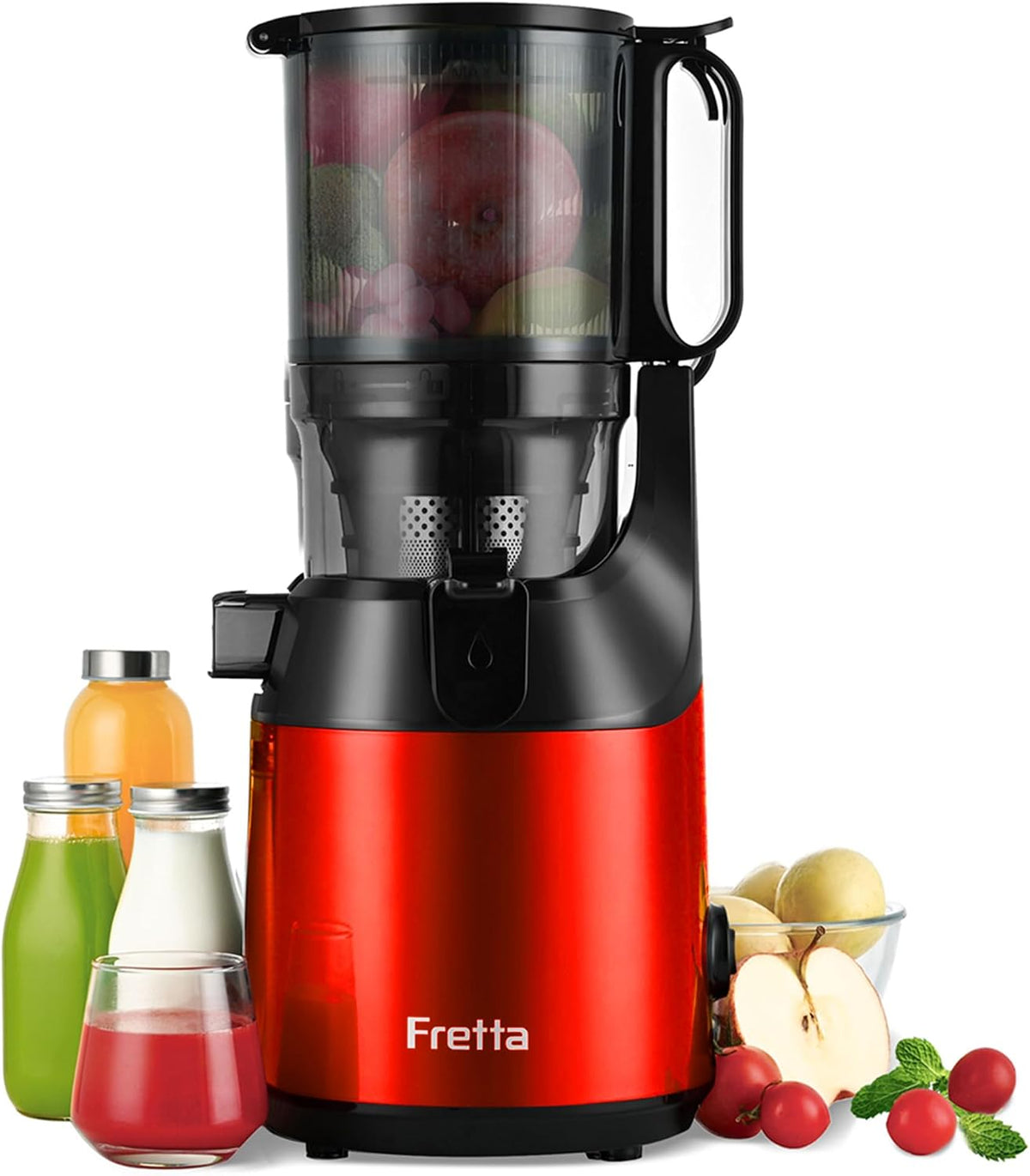 Fretta Zentrifugal-Entsafter, 135 mm, 1,8 l, Schwarz, Entsafter für Obst und Gemüse, mit Öffnung von, Fassungsvermögen