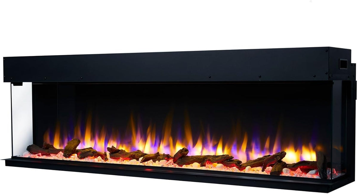 endeavour fires and fireplaces Elektrokamin, 1530 mm, 2 kW, Braun, 60'/ Rosedale 3D Media-Wall Einbau- mit mehrfarbigem