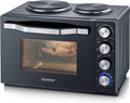 SEVERIN Backofen, 2500 W, Schwarz, Back- und Toastofen mit Kochplatten, TO 2065