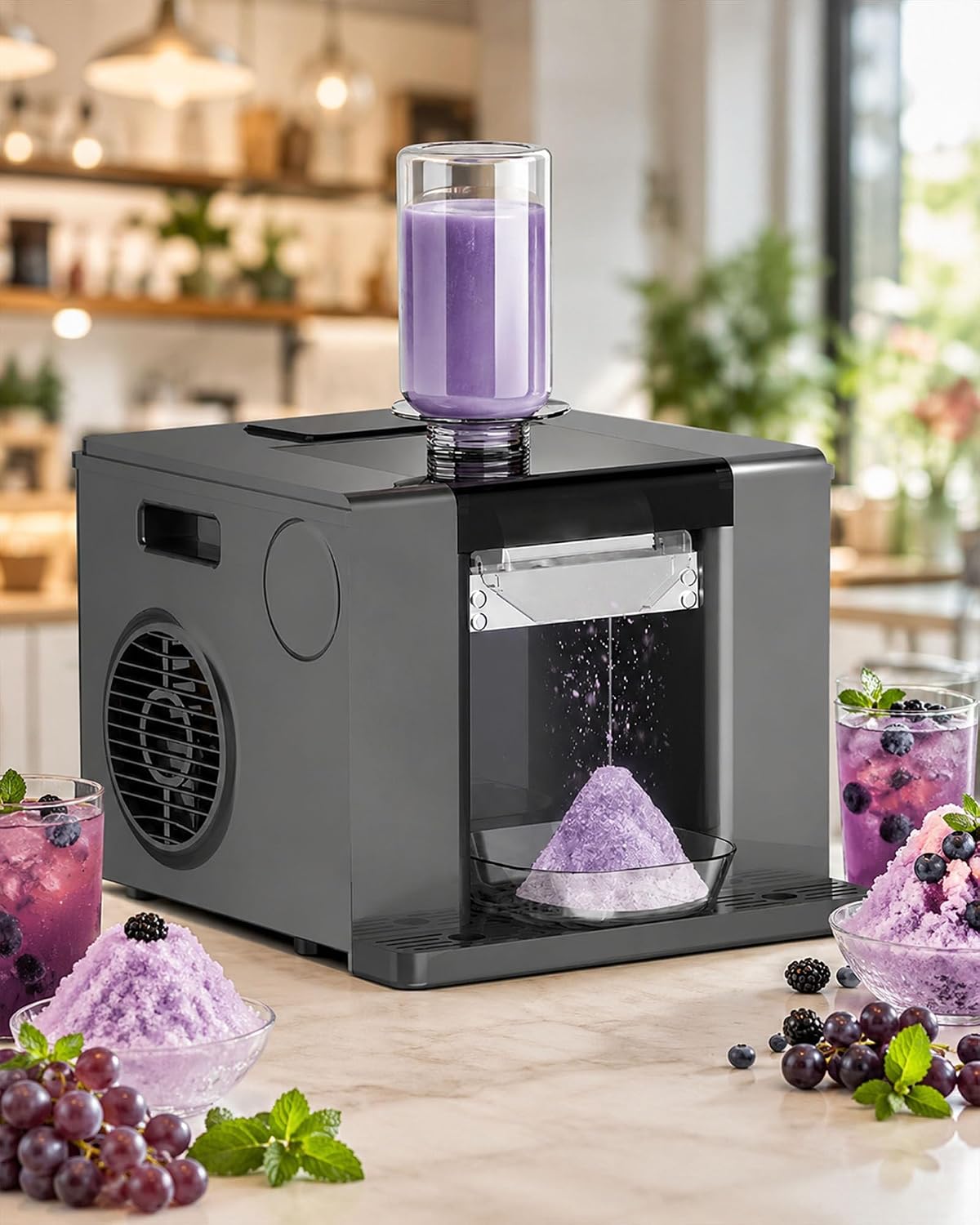 ErShangMao Eismaschine, 350 W, Schwarz, Automatische Schnee, 2000 U/Min, 750 Ml, 304 Walzen, Touchscreen, Cafés