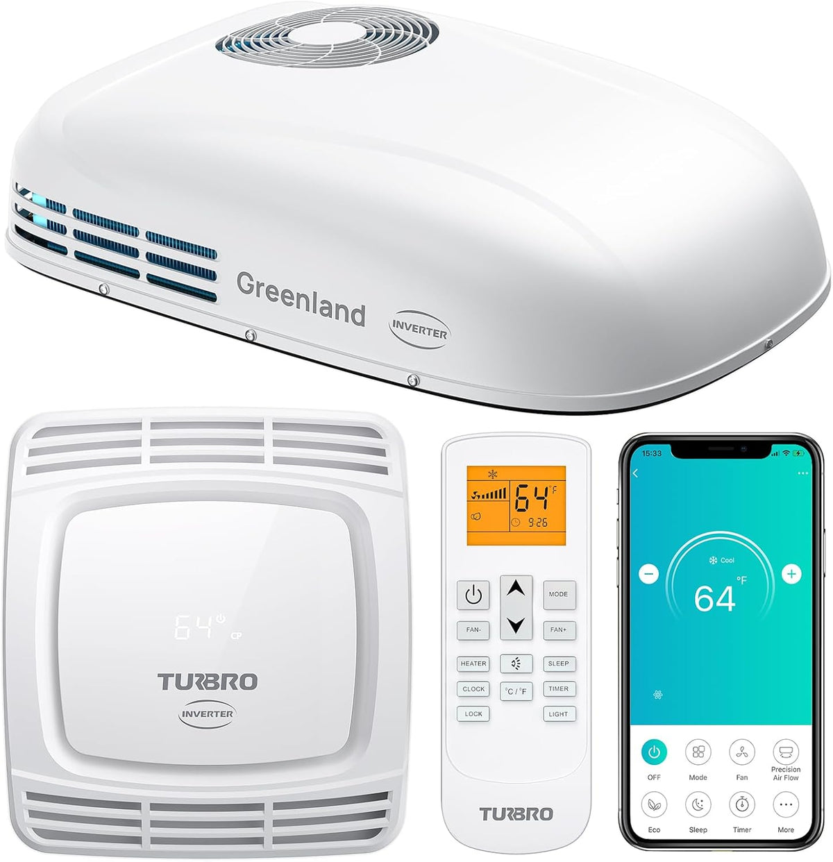 TURBRO Mobiles Klimagerät, 3600 W, Weiß, Klimaanlage Wohnwagen, mit Wärmepumpe
